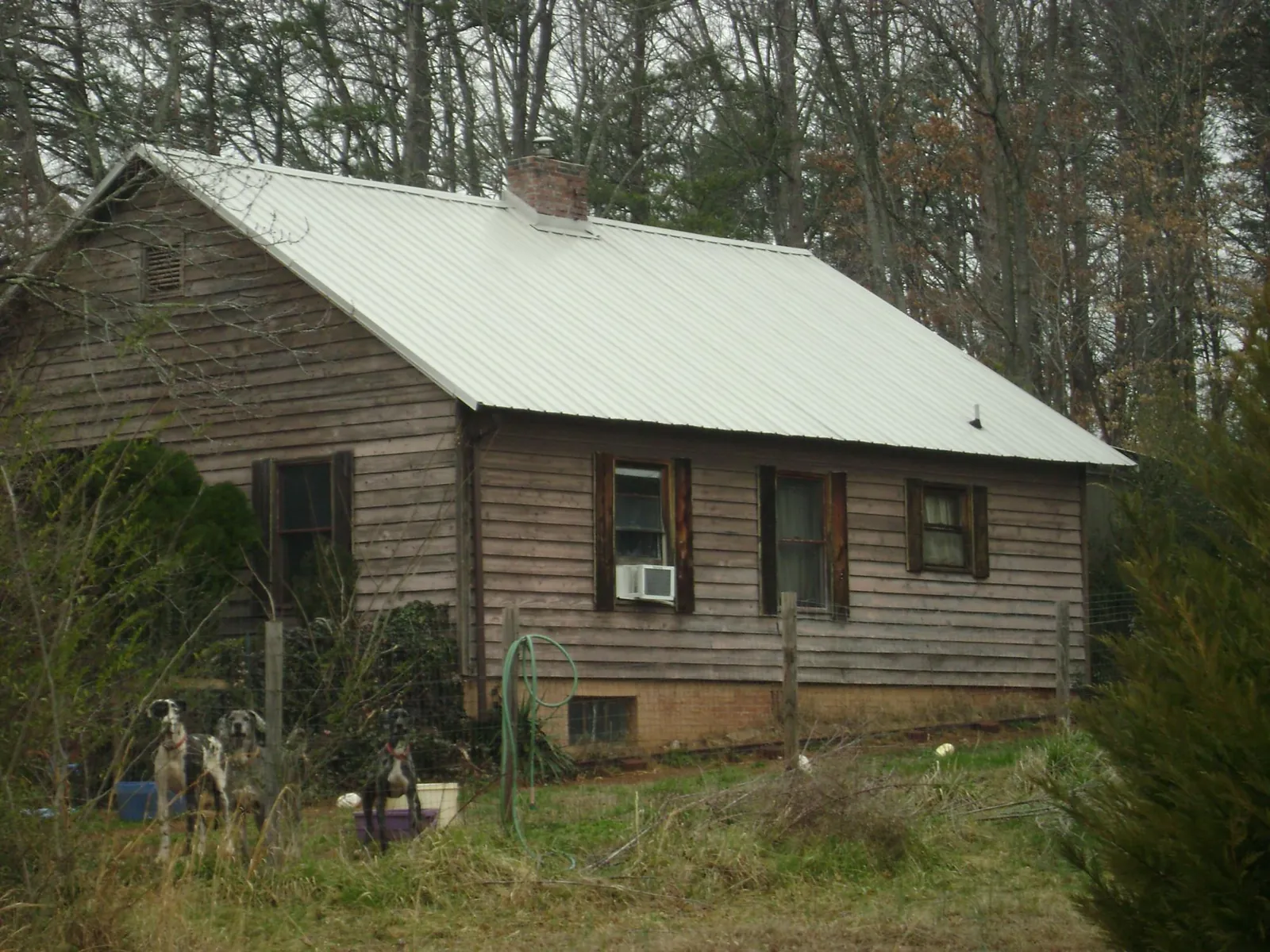 White metal roof on an old wood sided farmhouse, from a Asphalt Shingle Roof Repair job in Rixeyville
